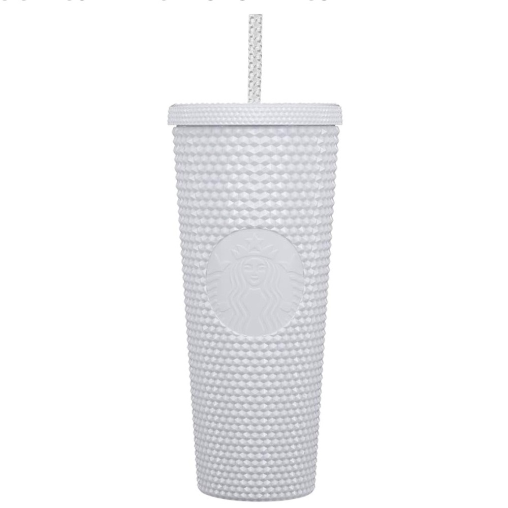 STARBUCKS NWT ss24 bling studded white tumbler -24oz